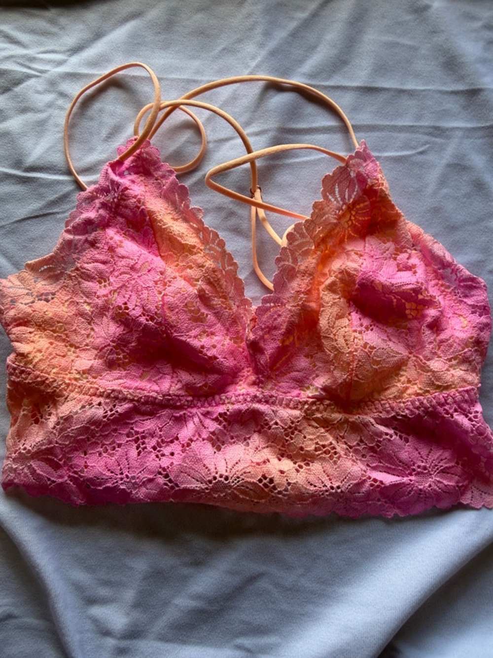 PINK Victoria's Secret Pink-Orange Ombre Lace Bralette